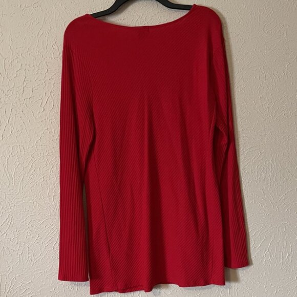 Halogen Long Sleeve Red Ribbed Tunic Top, Size XL - Picture 4 of 4